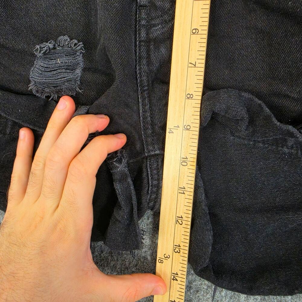 One Teaspoon Shorts 28 Bandits Denim Black Distressed Cut Off Hippie Relaxed Fit - Picture 9 of 10